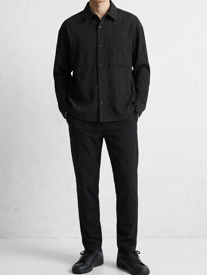 Soft-Crease Modern Form Black Shirt｜BM-T-144