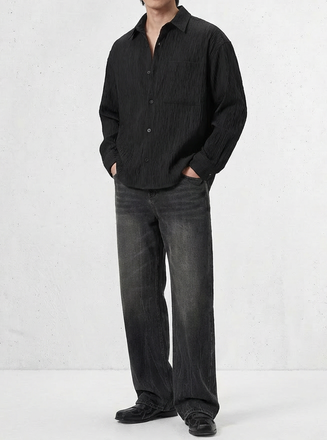 Soft-Crease Modern Form Black Shirt｜BM-T-144