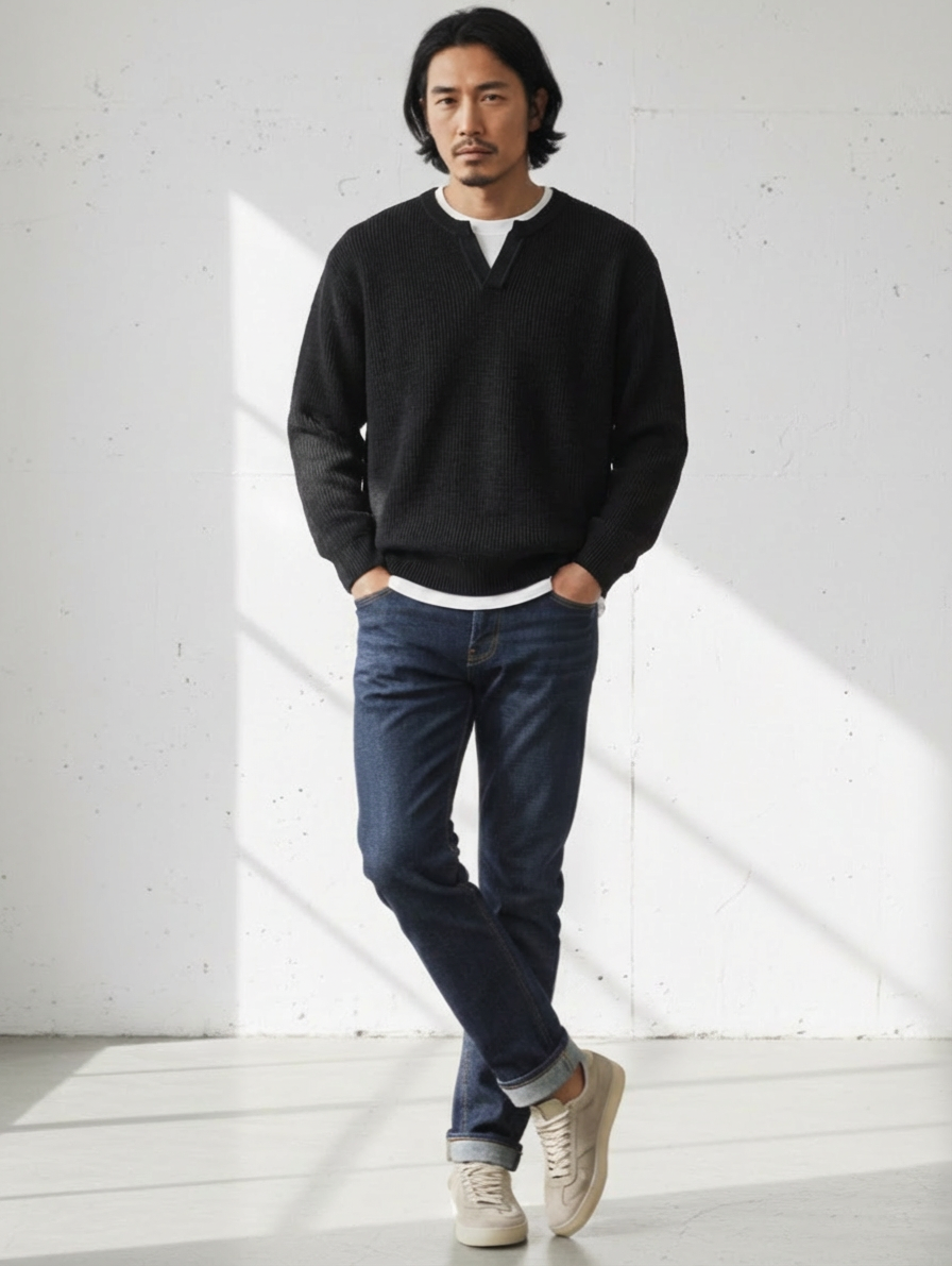 V-Neck Classic Style Sweater｜BM-T-112