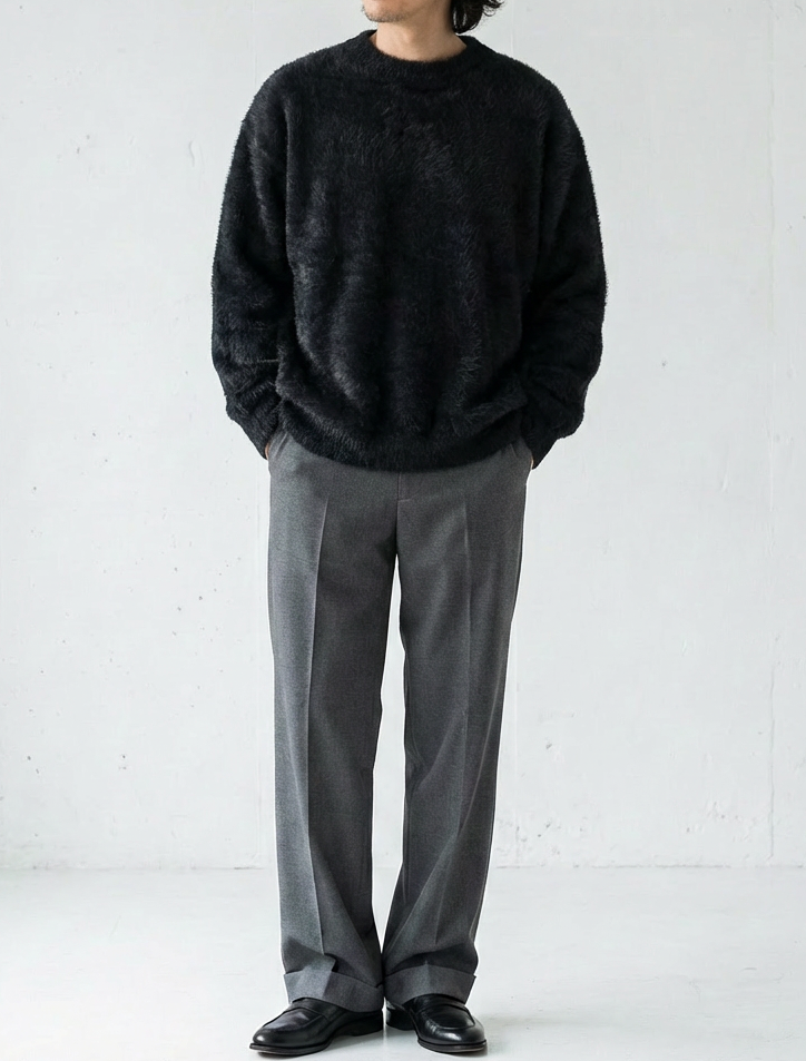 Soft Textured Relax Wool Touch Knit ｜BM-T-146