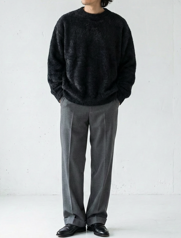 Soft Textured Relax Wool Touch Knit ｜BM-T-146