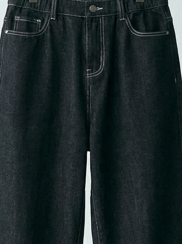 Contrast Stitch Panel Black Denim｜BM-B-129