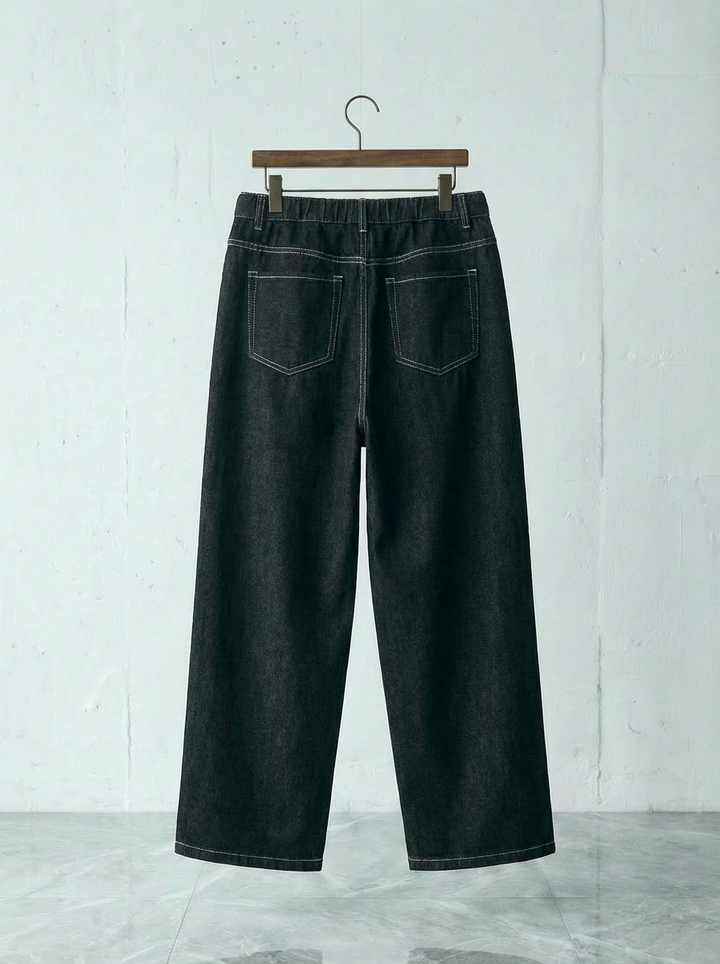 Contrast Stitch Panel Black Denim｜BM-B-129