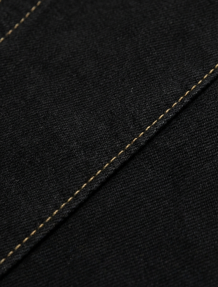 Contrast Stitch Panel Black Denim｜BM-B-129