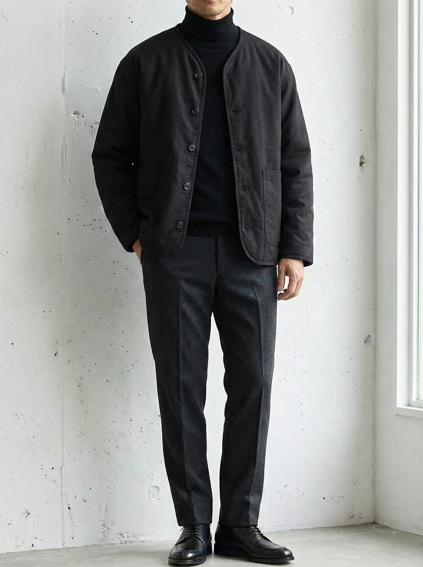 No-Collar Padded Minimal Jacket｜BM-O-139