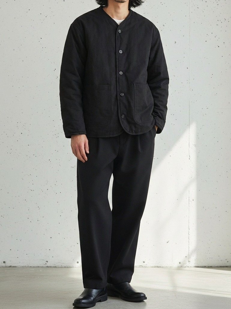 No-Collar Padded Minimal Jacket｜BM-O-139