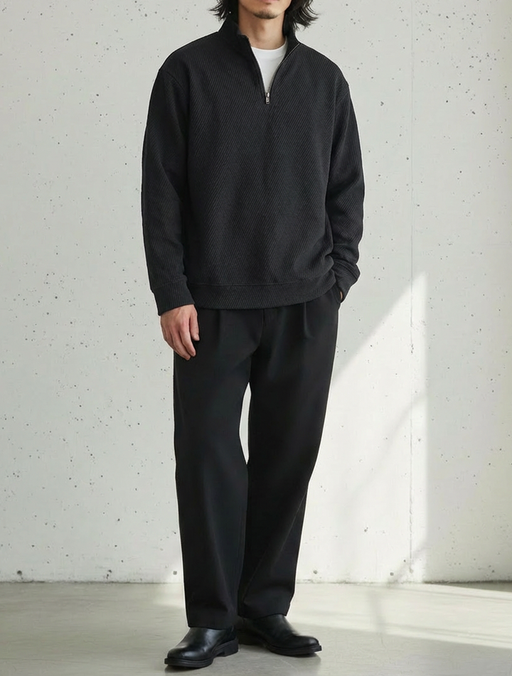 Twill Half-Zip Stand Collar Sweatshirt 550g ｜BM-T-147