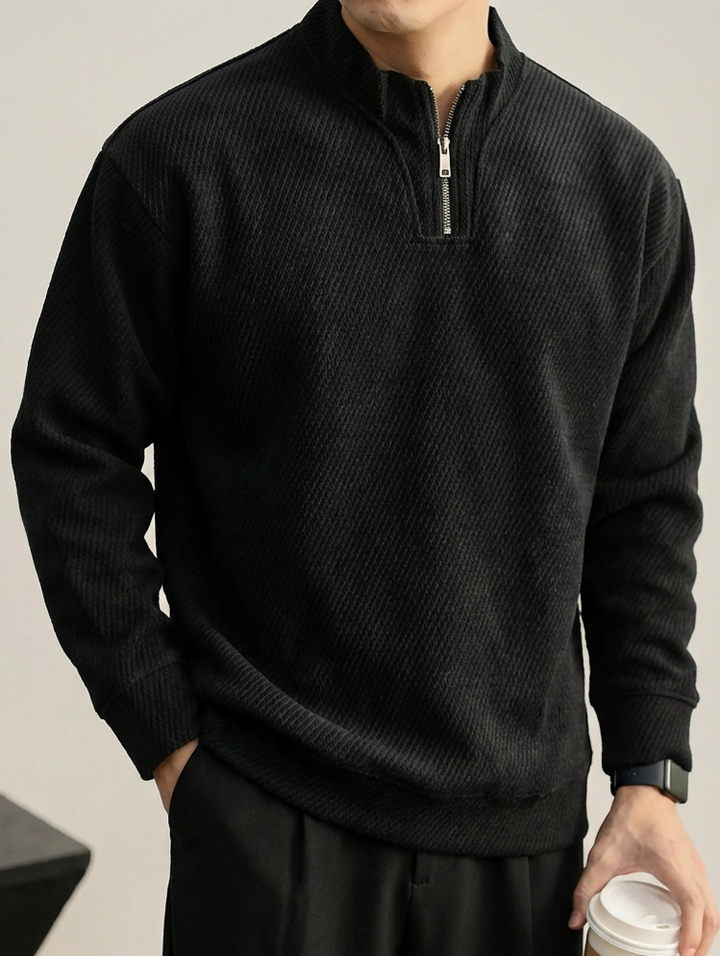 Twill Half-Zip Stand Collar Sweatshirt 550g ｜BM-T-147