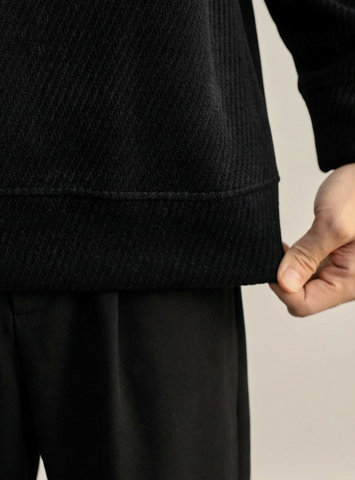 Twill Half-Zip Stand Collar Sweatshirt 550g ｜BM-T-147