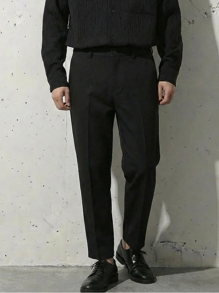 Solid Tapered Ankle British Slim Pants｜BM-B-131
