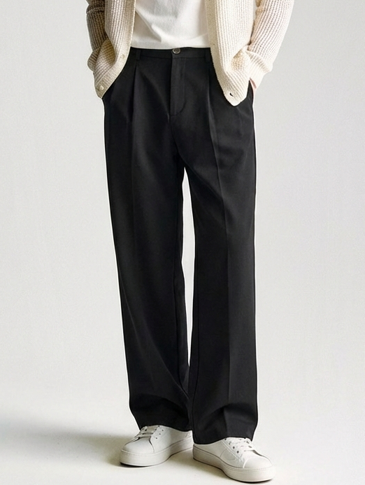 Refined Twill Texture Straight Pants｜BM-B-133