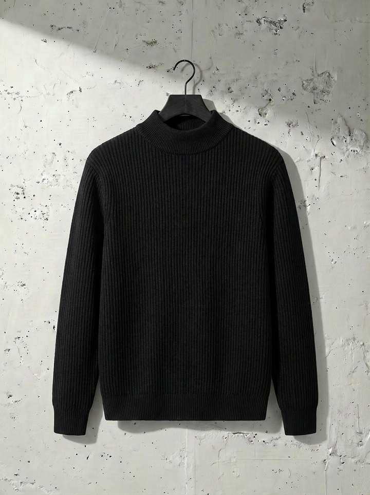Rib-Knit Mock Neck Luxury Sweater｜BM-T-151