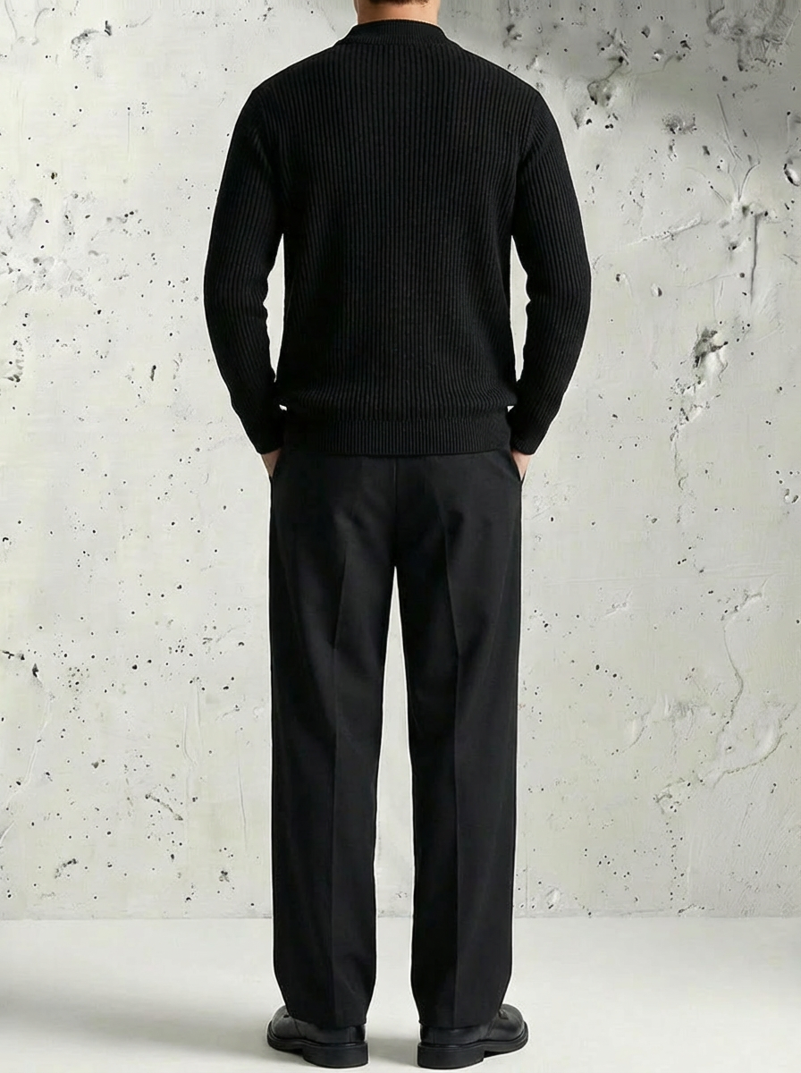 Rib-Knit Mock Neck Luxury Sweater｜BM-T-151