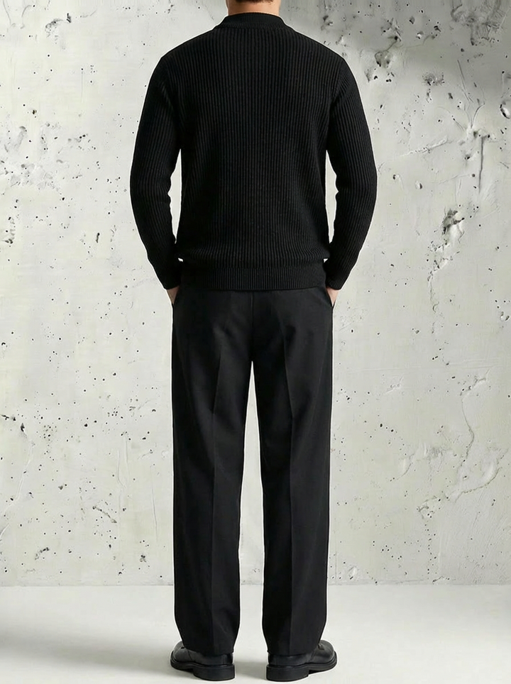 Rib-Knit Mock Neck Luxury Sweater｜BM-T-151