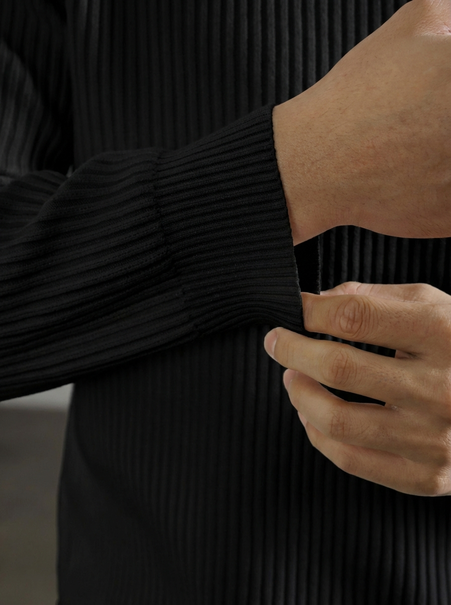 Rib-Knit Mock Neck Luxury Sweater｜BM-T-151