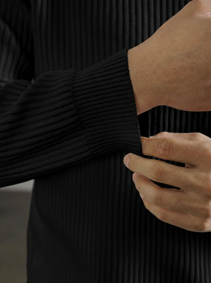 Rib-Knit Mock Neck Luxury Sweater｜BM-T-151