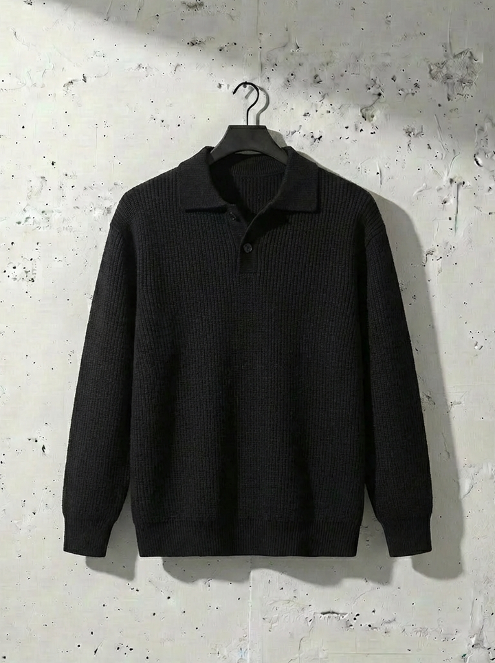 Minimal Lapel-Style Polo-Neck Sweater｜BM-T-152