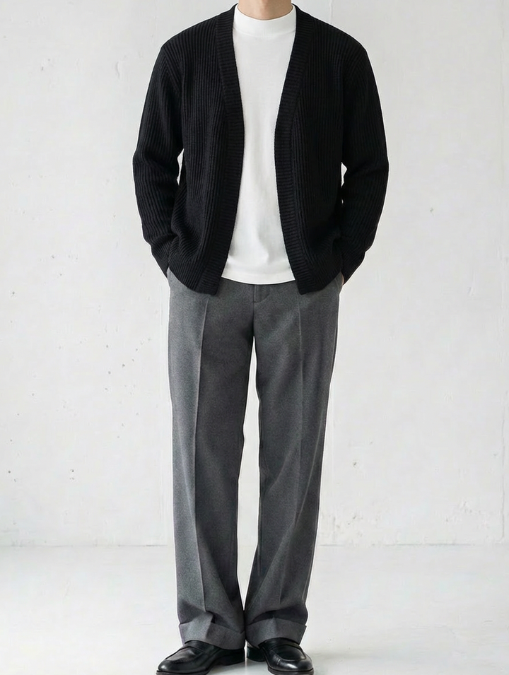 Buttonless V-Neck Knit Open Cardigan｜BM-T-154