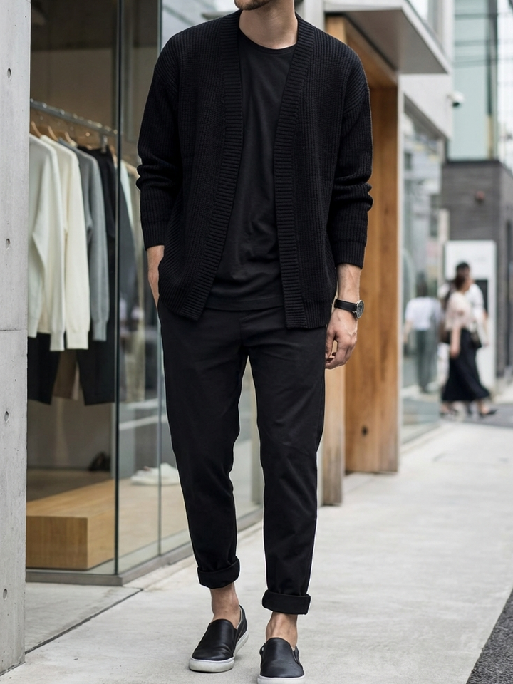 Buttonless V-Neck Knit Open Cardigan｜BM-T-154