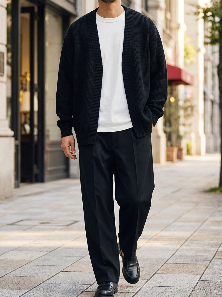 Buttonless V-Neck Knit Open Cardigan｜BM-T-154