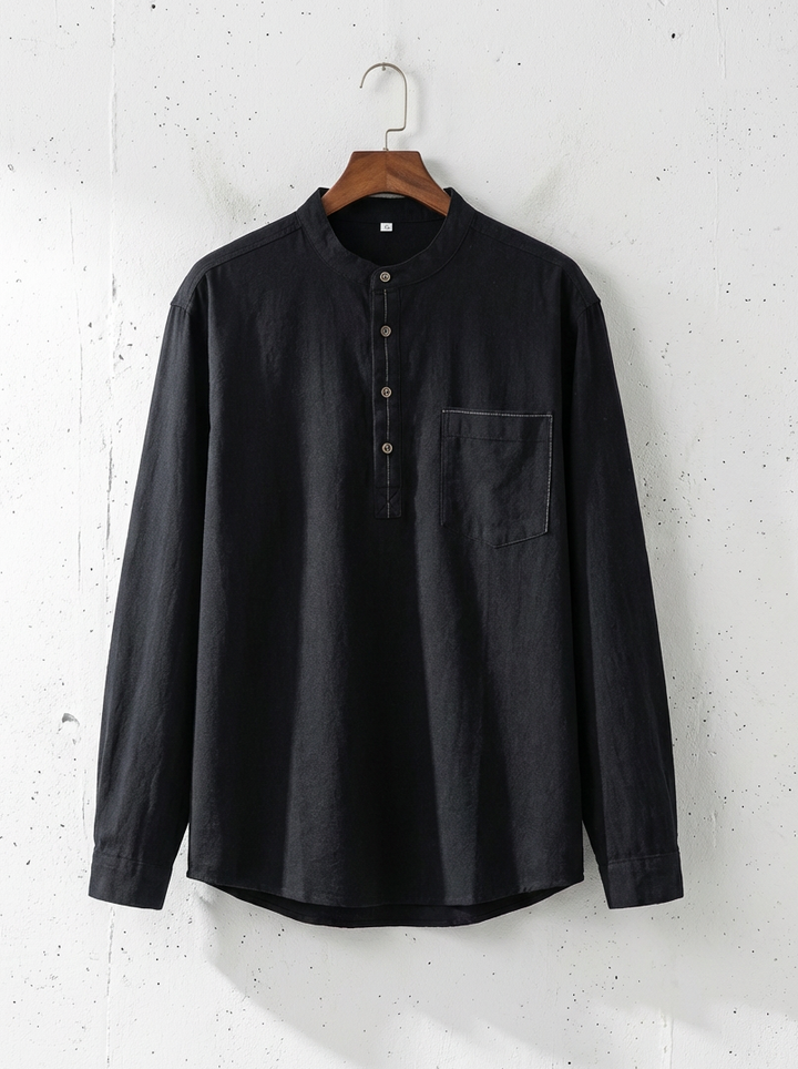 Classic Cotton Henley Effortless Style Shirt｜BM-T-155