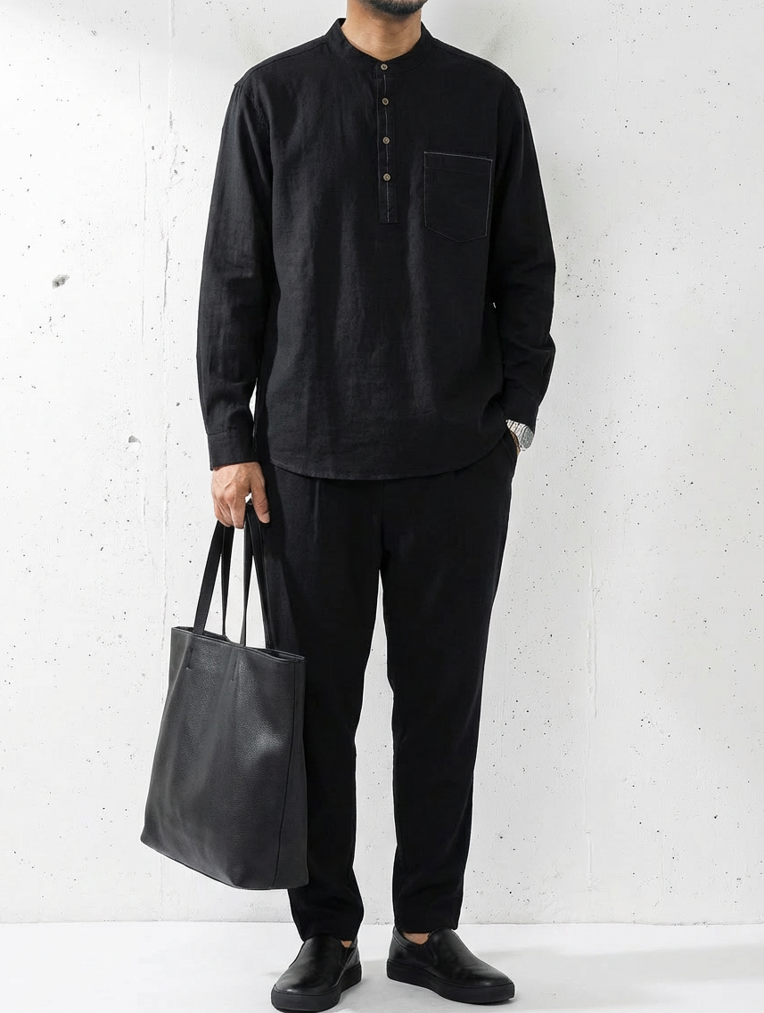 Classic Cotton Henley Effortless Style Shirt｜BM-T-155