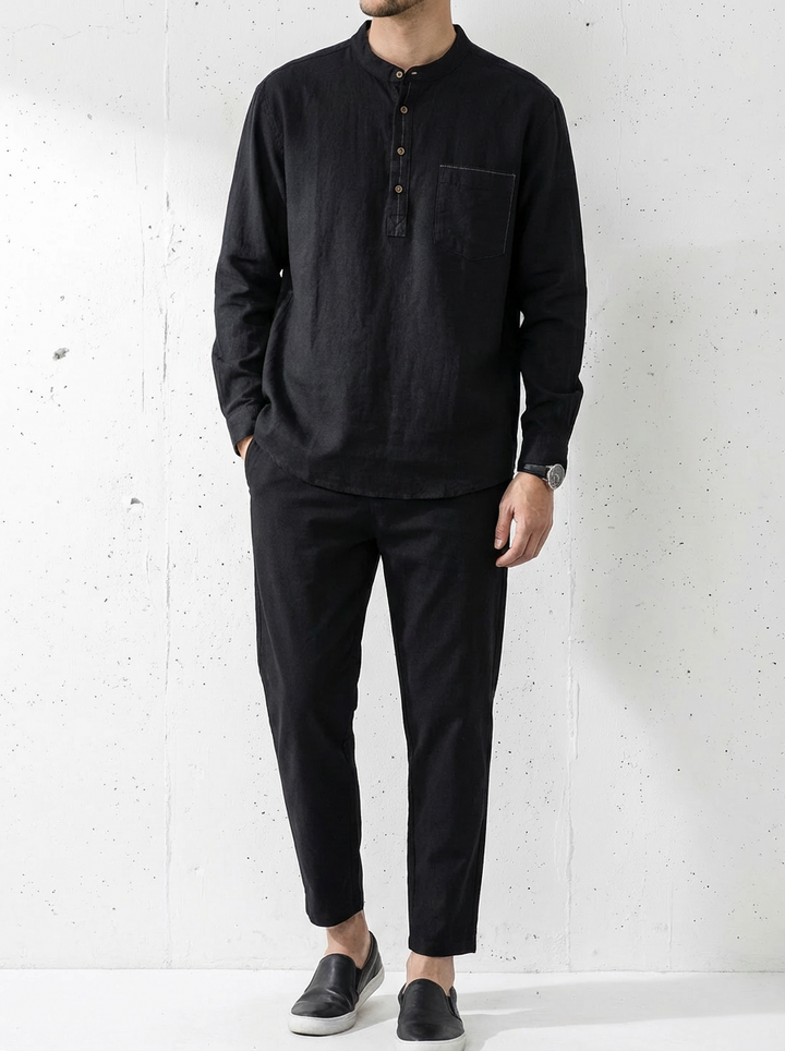 Classic Cotton Henley Effortless Style Shirt｜BM-T-155