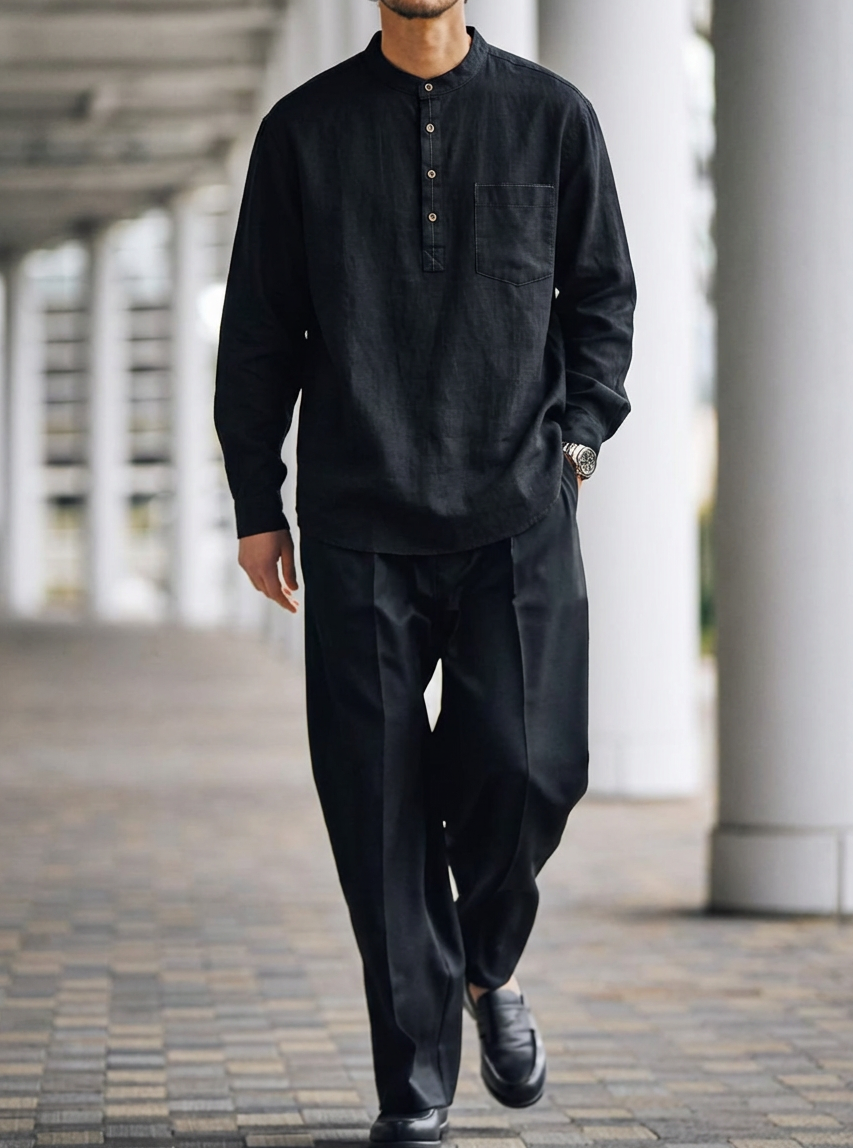 Classic Cotton Henley Effortless Style Shirt｜BM-T-155