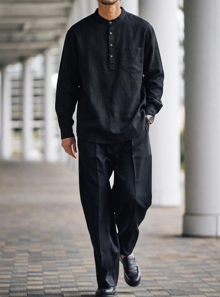 Classic Cotton Henley Effortless Style Shirt｜BM-T-155