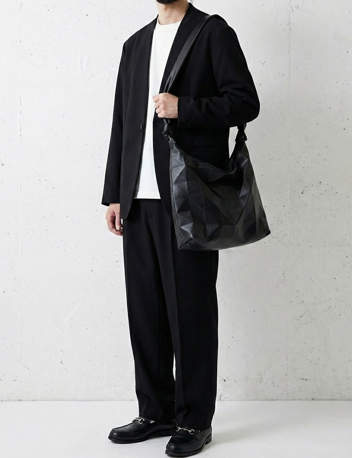 3D Sculpted Matte Black Shoulder Bag｜BM-OT-17