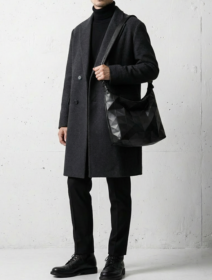 3D Sculpted Matte Black Shoulder Bag｜BM-OT-17