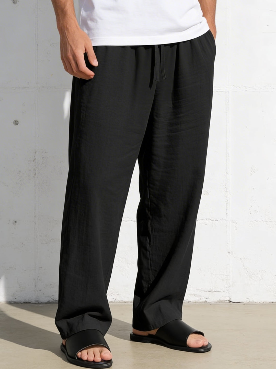 Premium Linen Drawstring Relaxed Trousers｜BM-B-136