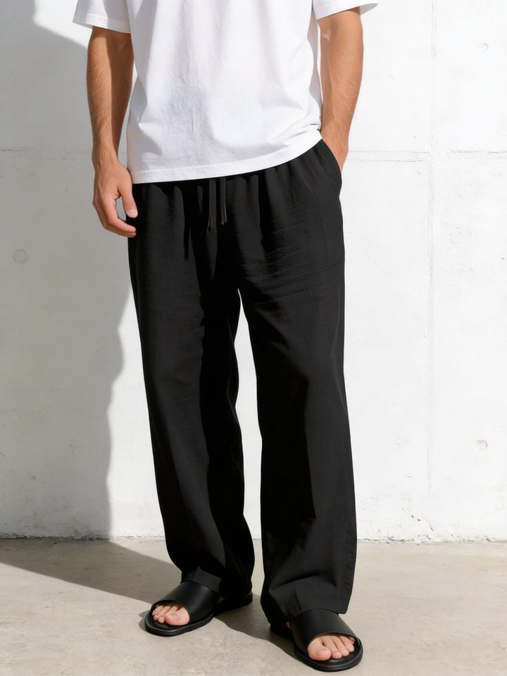 Premium Linen Drawstring Relaxed Trousers｜BM-B-136