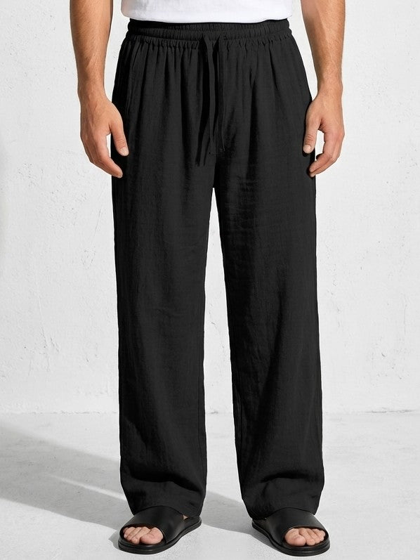 Premium Linen Drawstring Relaxed Trousers｜BM-B-136