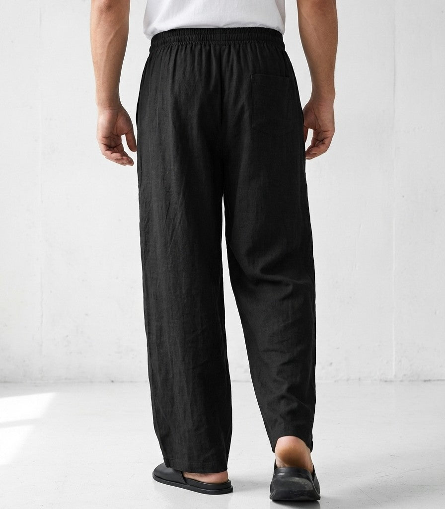 Premium Linen Drawstring Relaxed Trousers｜BM-B-136