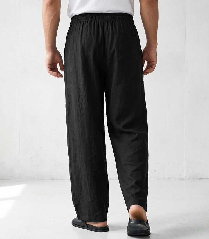 Premium Linen Drawstring Relaxed Trousers｜BM-B-136