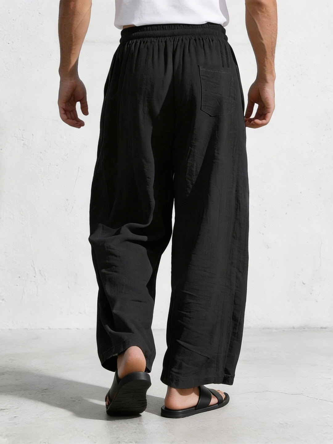 Premium Linen Drawstring Relaxed Trousers｜BM-B-136