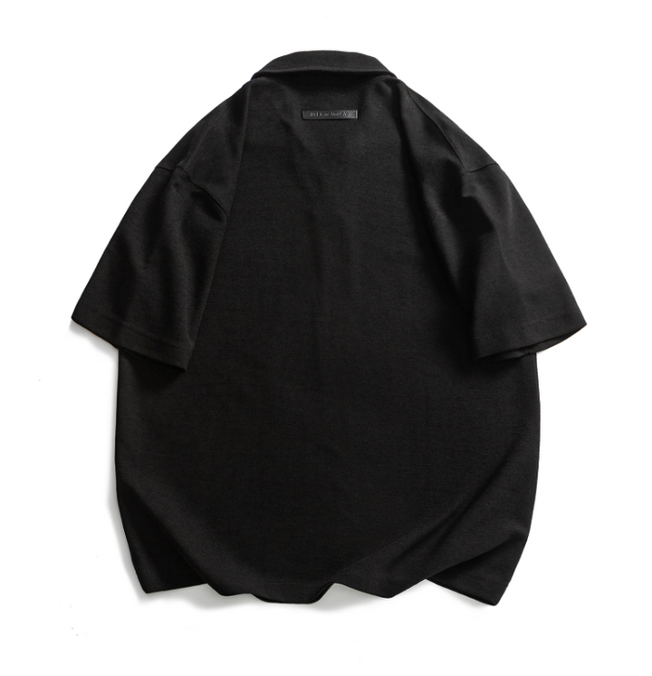 Loose Half Sleeve Textured Knit Polo｜BM-T125